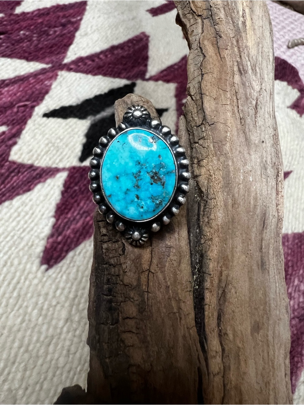 Robert Shakey Navajo Sterling Silver Turquoise Statement Ring Sz 8